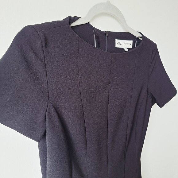 ZARA Godet Mini Dress ZW Collection - Black - Picture 4 of 10